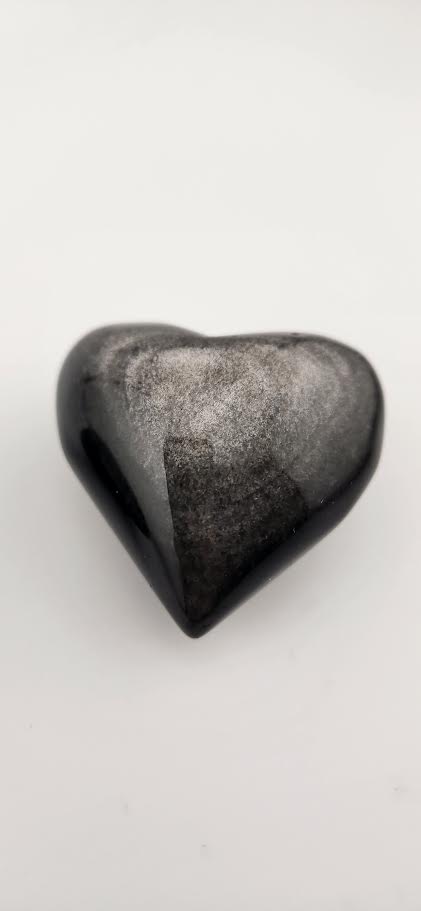 Silver Sheen Obsidian Heart - Medium