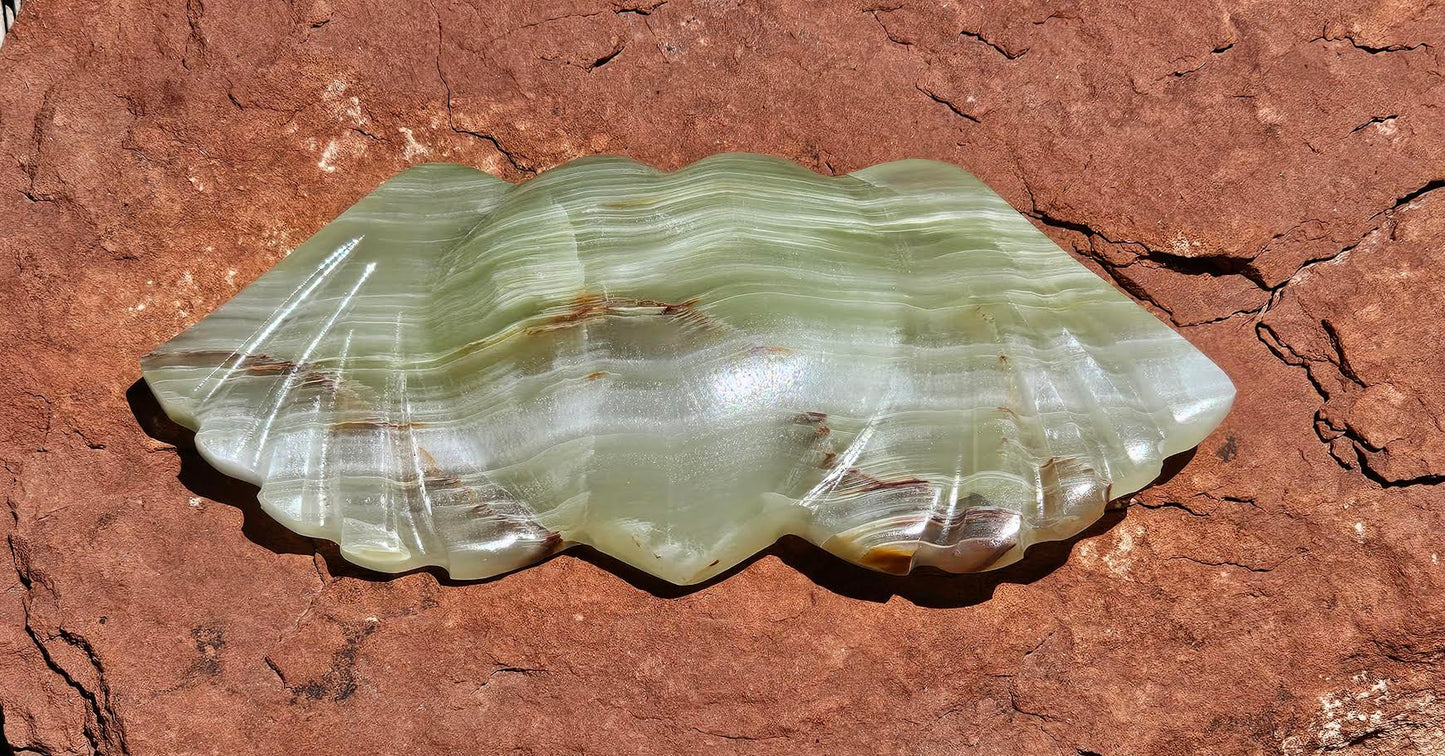Green Onyx Heart with Wings