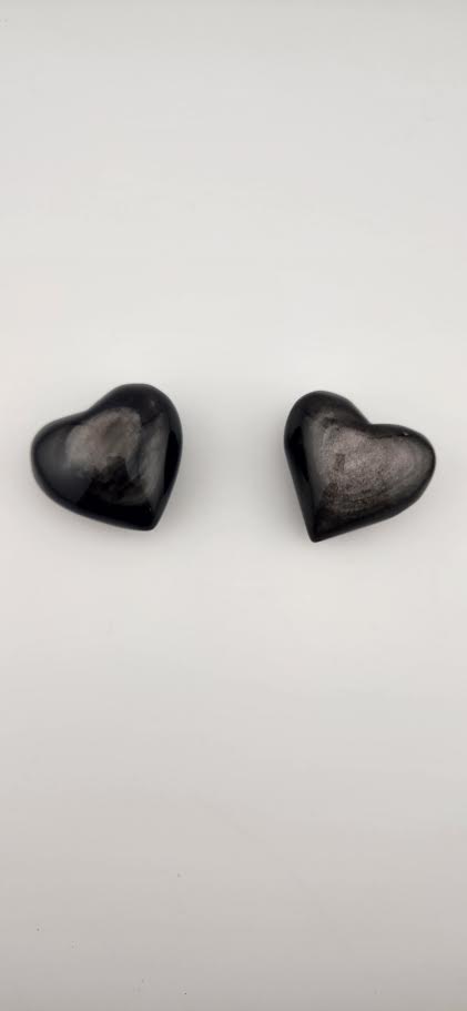 Silver Sheen Obsidian Heart - Medium