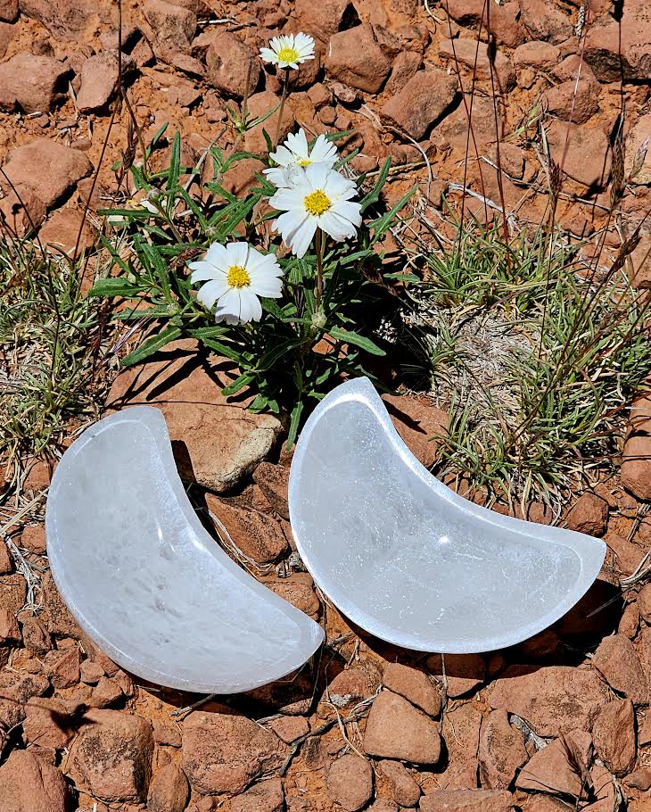 Selenite Crescent Moon Dish