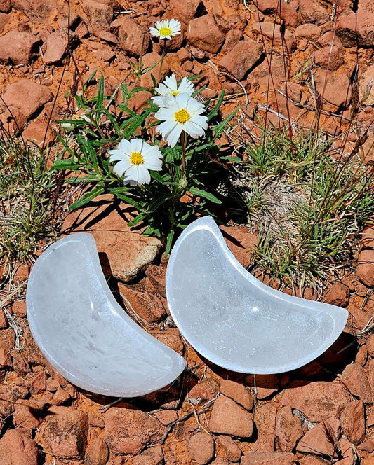 Selenite Crescent Moon Dish