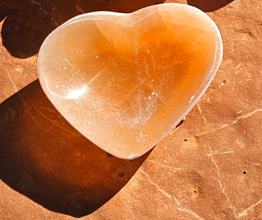 Peach Selenite Heart Bowl