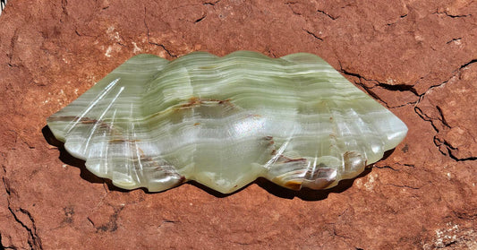 Green Onyx Heart with Wings