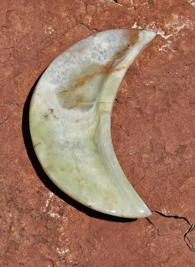 Green Onyx Crescent Moon Dish