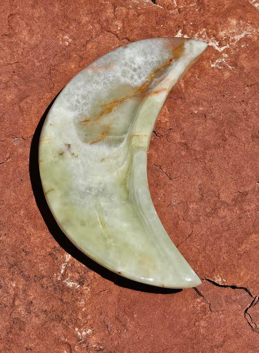 Green Onyx Crescent Moon Dish