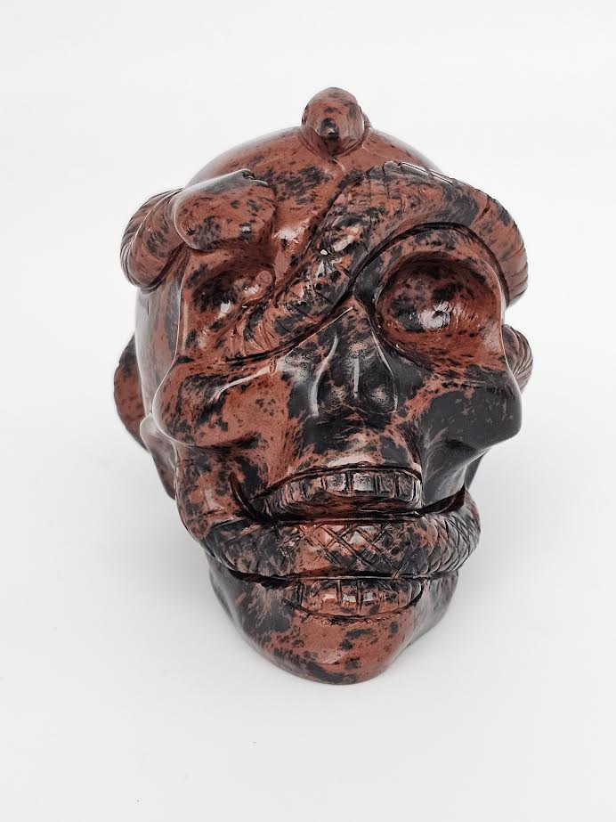 Obsidian Mahogany Skull with Snake