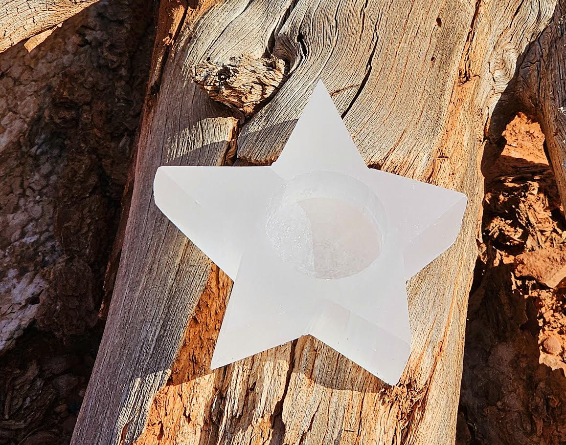 Selenite Star Candle Holder